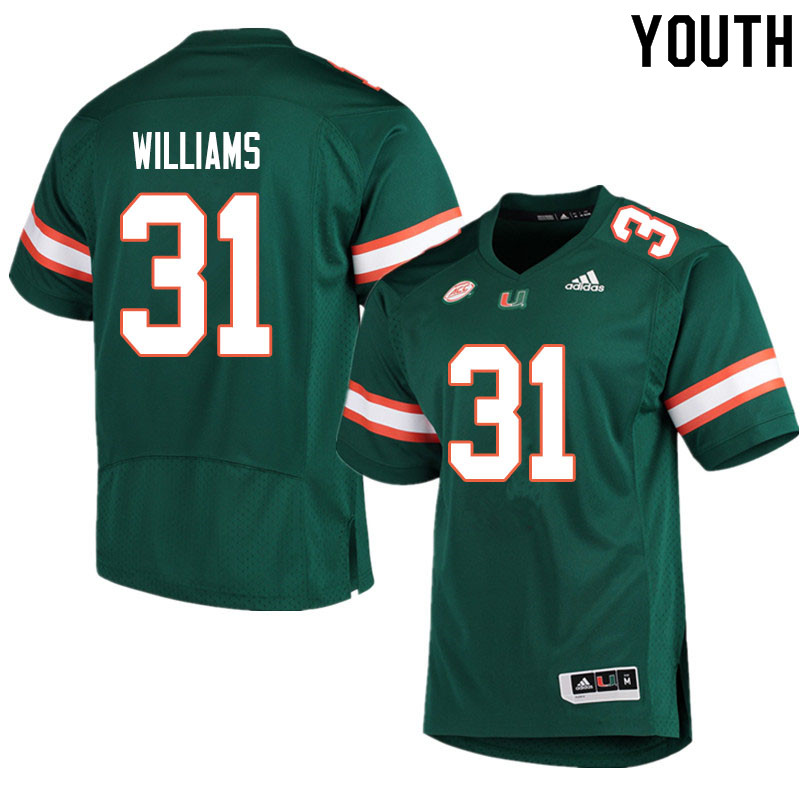 Youth #31 Avantae Williams Miami Hurricanes College Football Jerseys Sale-Green